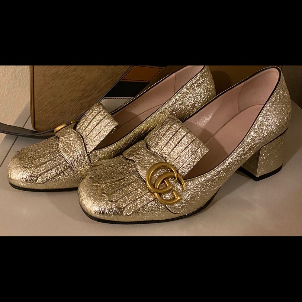 Gucci Marmont Pumps- Gold